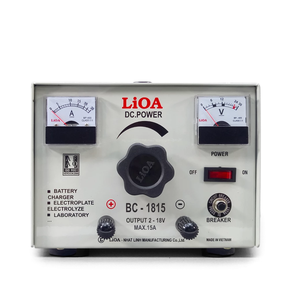Máy Nạp Ắc Quy Nguồn 1 Chiều mã BC1815. Chính Hãng LiOA. 15A, Điện Áp Vào 220V, Điện Áp Ra DC 2V-18V