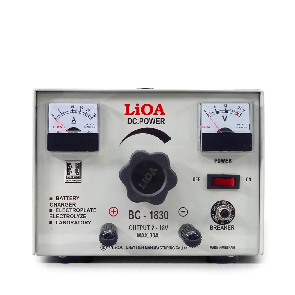 Máy Nạp Ắc Quy Nguồn 1 Chiều mã BC1830. Chính Hãng LiOA. 30A, Điện Áp Vào 220V, Điện Áp Ra DC 2V-18V