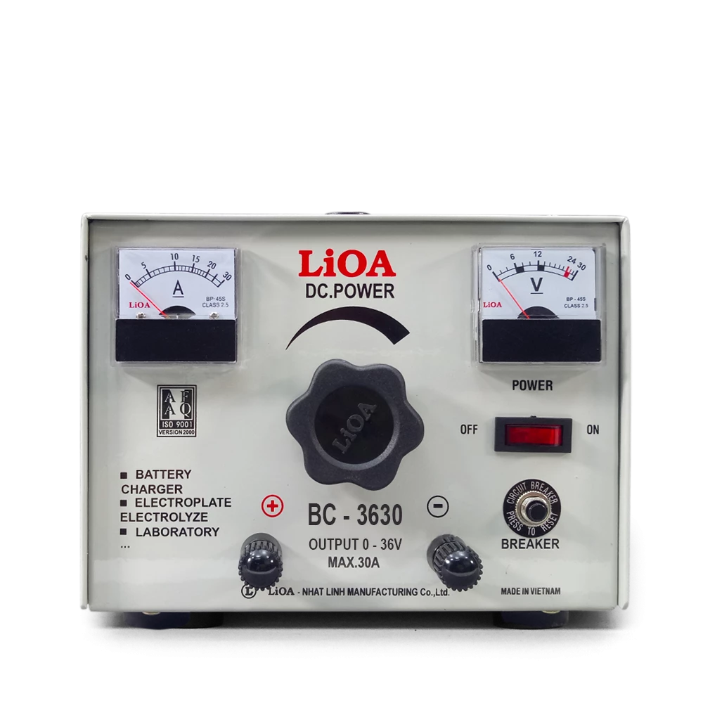 Máy Nạp Ắc Quy Nguồn 1 Chiều mã BC3630. Chính Hãng LiOA. 30A, Điện Áp Vào 220V, Điện Áp Ra DC 2V-36V