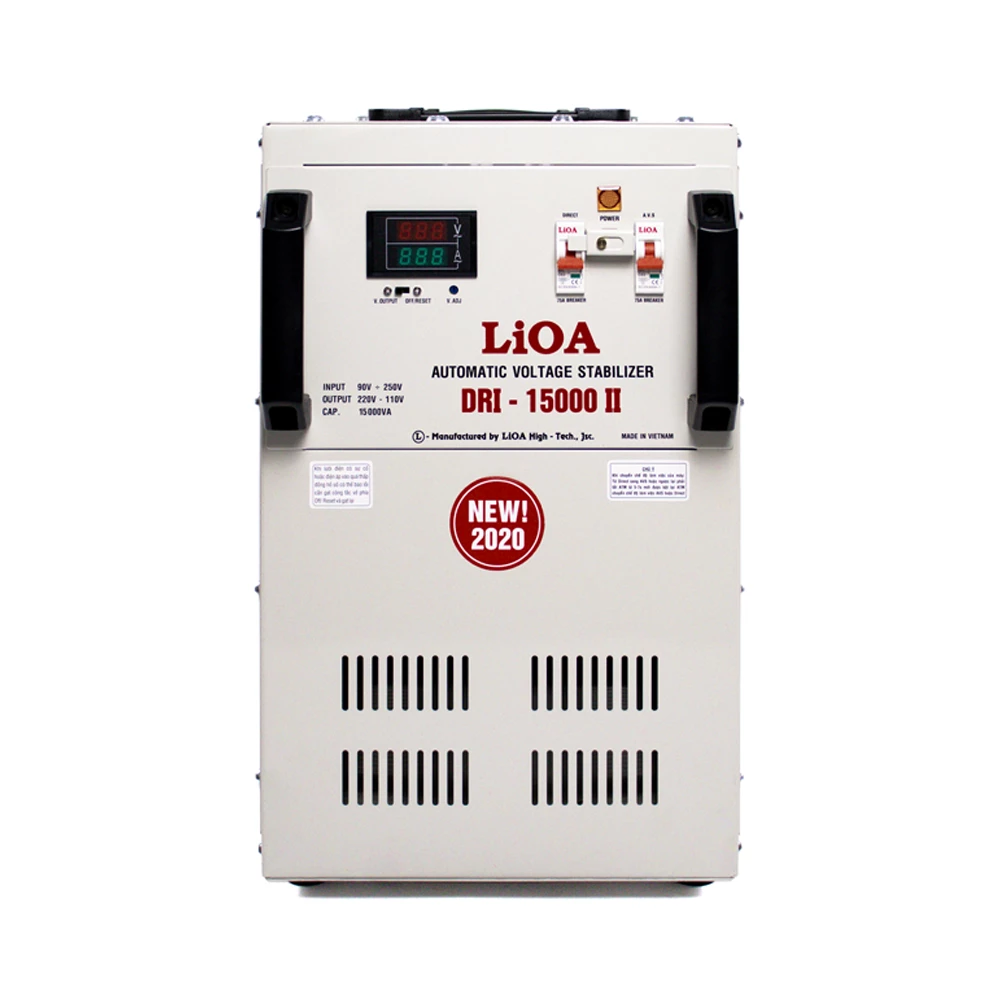 Ổn Áp LiOA 1 Pha DRI-15000II 15kVA 15000VA. Điện Áp Vào 90V÷250V, Điện Áp Ra 220V÷110V