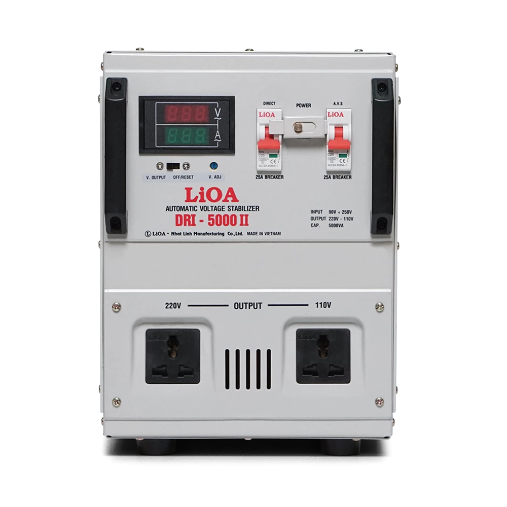 Ổn Áp LiOA 1 Pha mã DRI-5000II 5kVA 5000VA. Điện Áp Vào 90V÷250V, Điện Áp Ra 220V÷110V