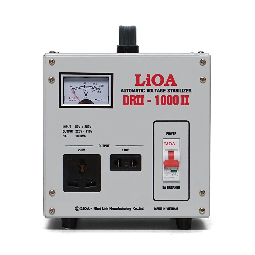 Ổn Áp LiOA 1 Pha DRII-1000II 1kVA 1000VA. Điện Áp Vào 50V÷250V, Điện Áp Ra 220V÷110V