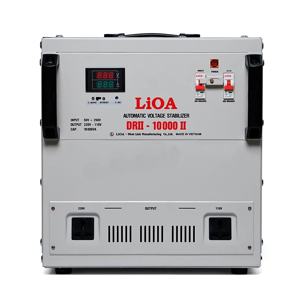 Ổn Áp LiOA 1 Pha DRII-10000II 10kVA 10000VA Điện Áp Vào 50V÷250V, Điện Áp Ra 220V÷110V