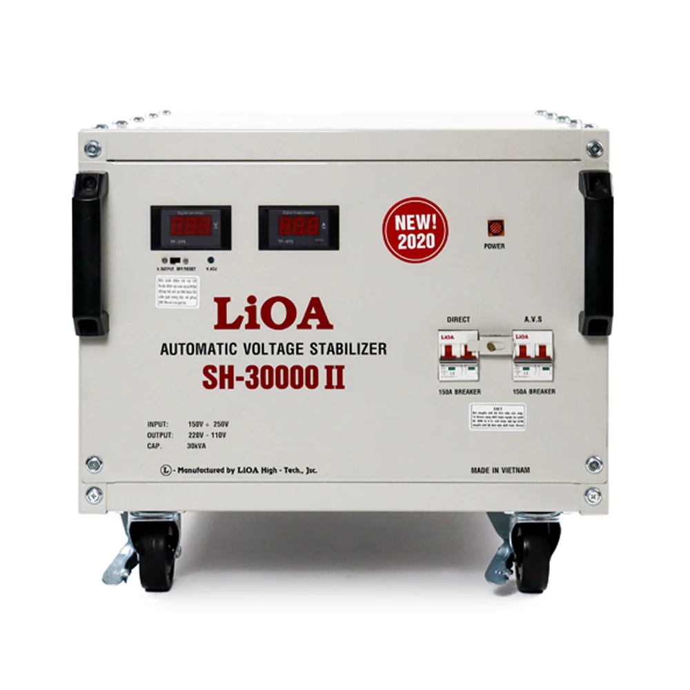 Ổn áp LiOA 1 Pha SH-30000II 30kVA 30000VA. Điện Áp Vào 150V÷250V, Điện Áp Ra 220V÷110V