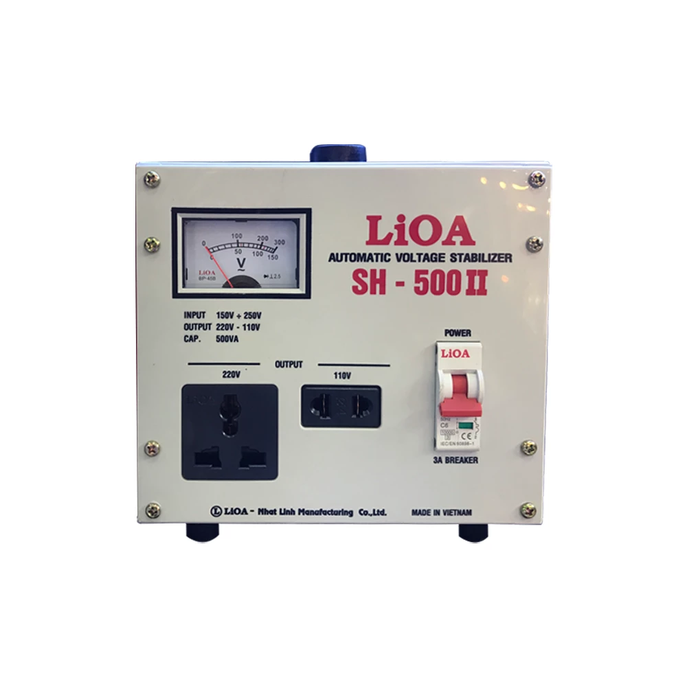 Ổn Áp LiOA 1 Pha mã SH-500II 0,5kVA 500VA. Điện Áp Vào 150V÷250V, Điện Áp Ra 220V÷110V