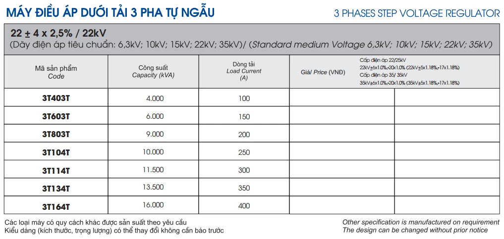 Máy điều áp dưới tải 3 pha tự ngẫu LiOA