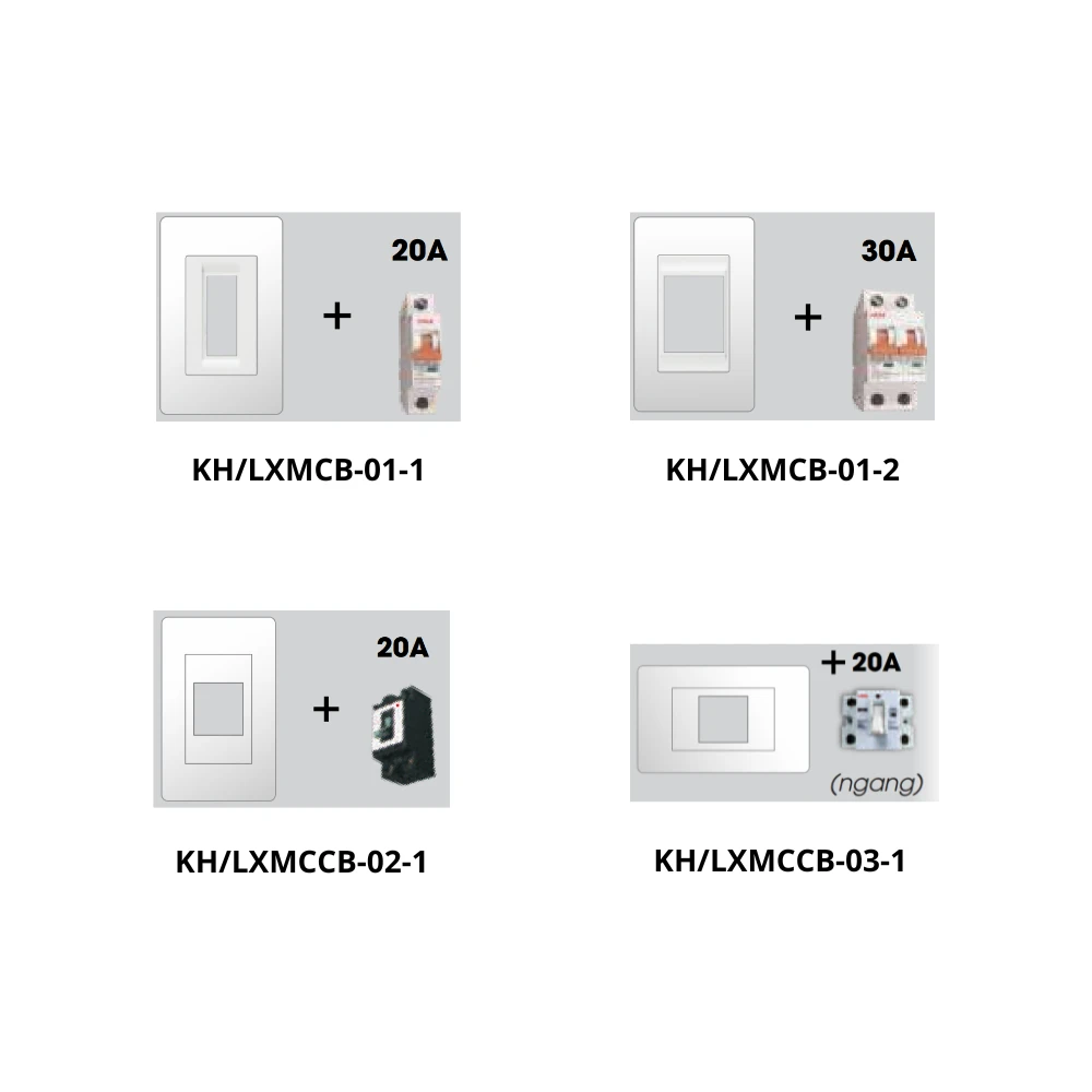 Thiết bị điện có MCB và MCCB lắp sẵn dòng LX mã KH/LXMCB-01-1 / KH/LXMCB-01-2 / KH/LXMCCB-02-1 / KH/LXMCCB-03-1